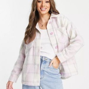 HOLLISTER PLAID SHACKET IN LILAC BY ASOS SIZE SMALL